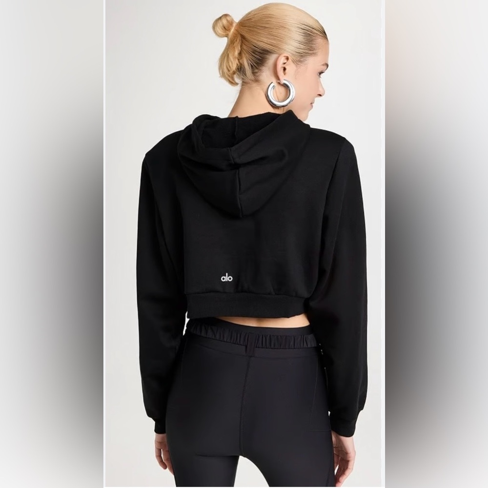 ALO Yoga Black Cropped Hoodie